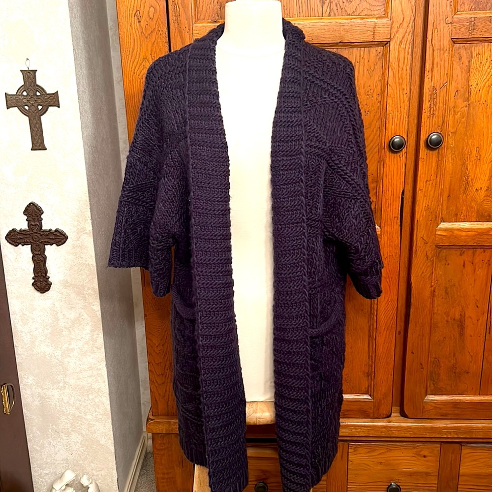 🆕CARDIGAN Navy💙Jacquard Knit Half Sleeve⭐️NWT 1.4.3. STORY by Line Up Size S/M